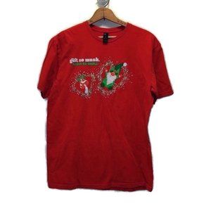 Gildan SoftStyle Size L Christmas Gnome Mushroom Five Below Red Holiday TShirt